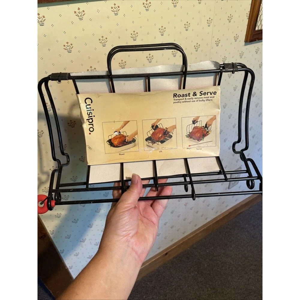 Turkey Lifter Cuisipro Roast & Serve Non-Stick Roasting Rack Thanksgiving